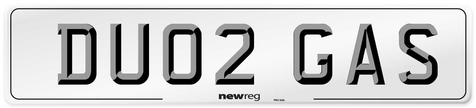 DU02 GAS Number Plate from New Reg